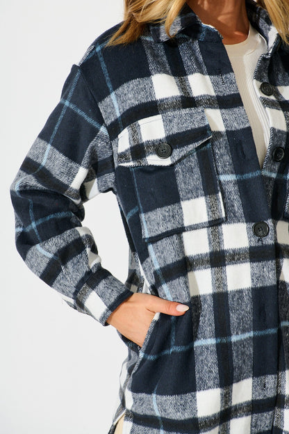 Ursula Shacket in Navy Check