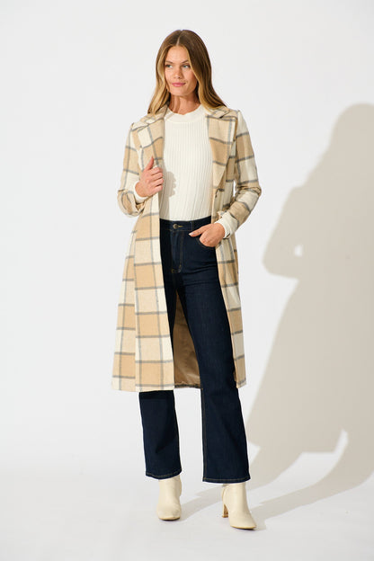 Lexington Coat in in Beige Check