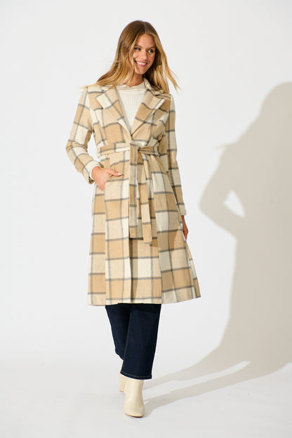 Lexington Coat in in Beige Check