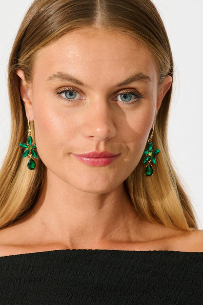 Olivia Drop Earrings in Emerald Stones