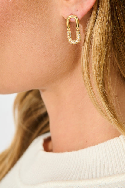 Turner Drop Earrings in 18k Gold Plated with Rhinestones