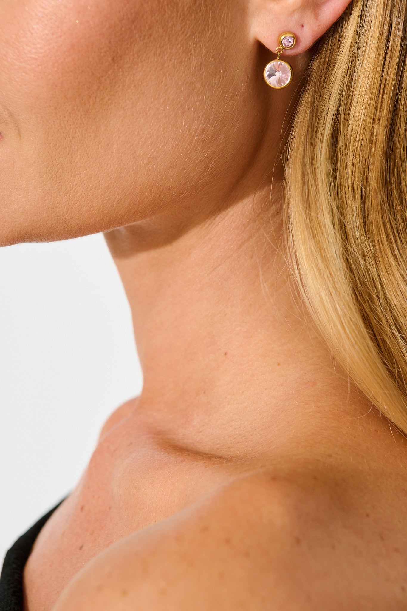 Nina Drop Earrings in 18k Gold Plated with Blush Stones