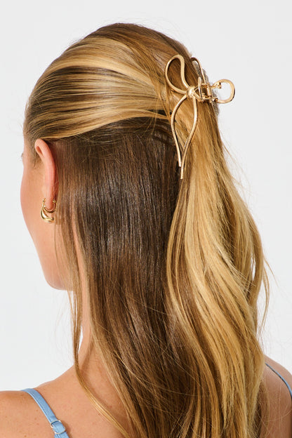 Mallorie Ribbon Metal Hair Claw in Rose Gold