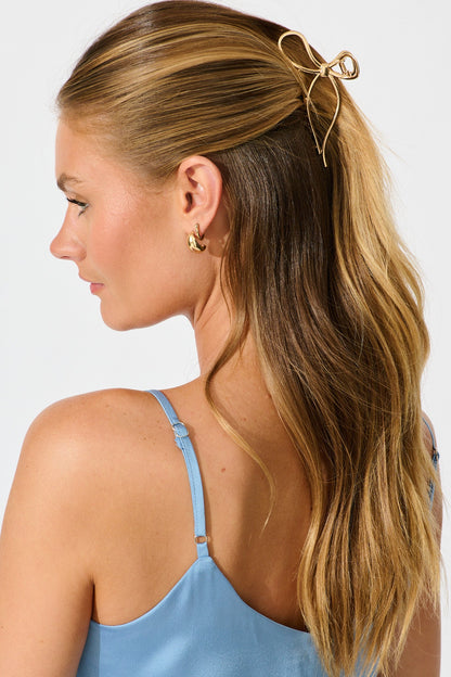 Mallorie Ribbon Metal Hair Claw in Rose Gold