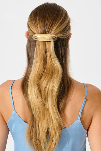 Barry Barrette Hair Clip in Textured Gold