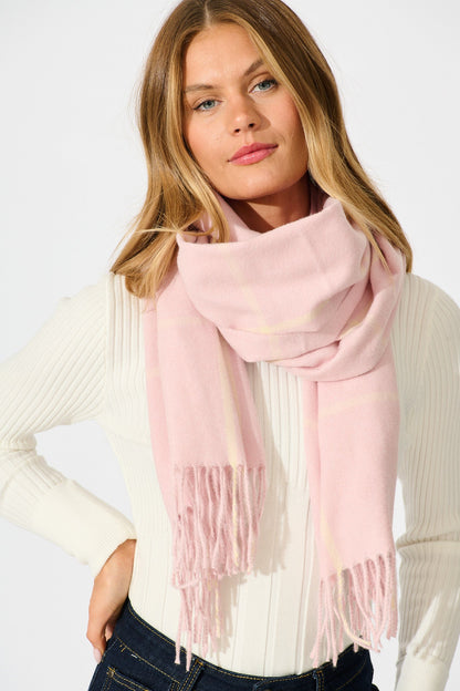 Elaine Scarf in Blush Pink Plaid