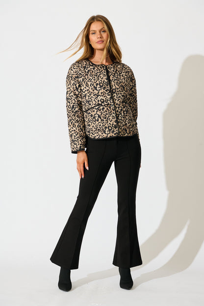 Mallorie Quilted Jacket in Leopard