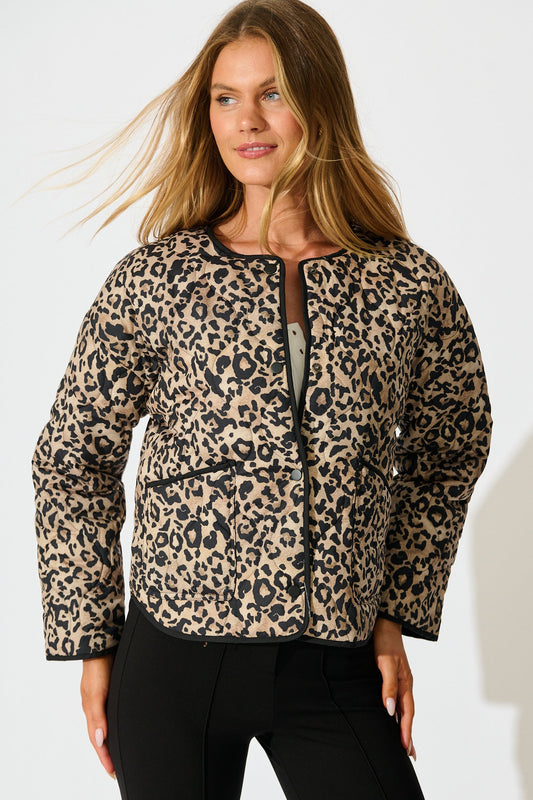 Mallorie Quilted Jacket in Leopard