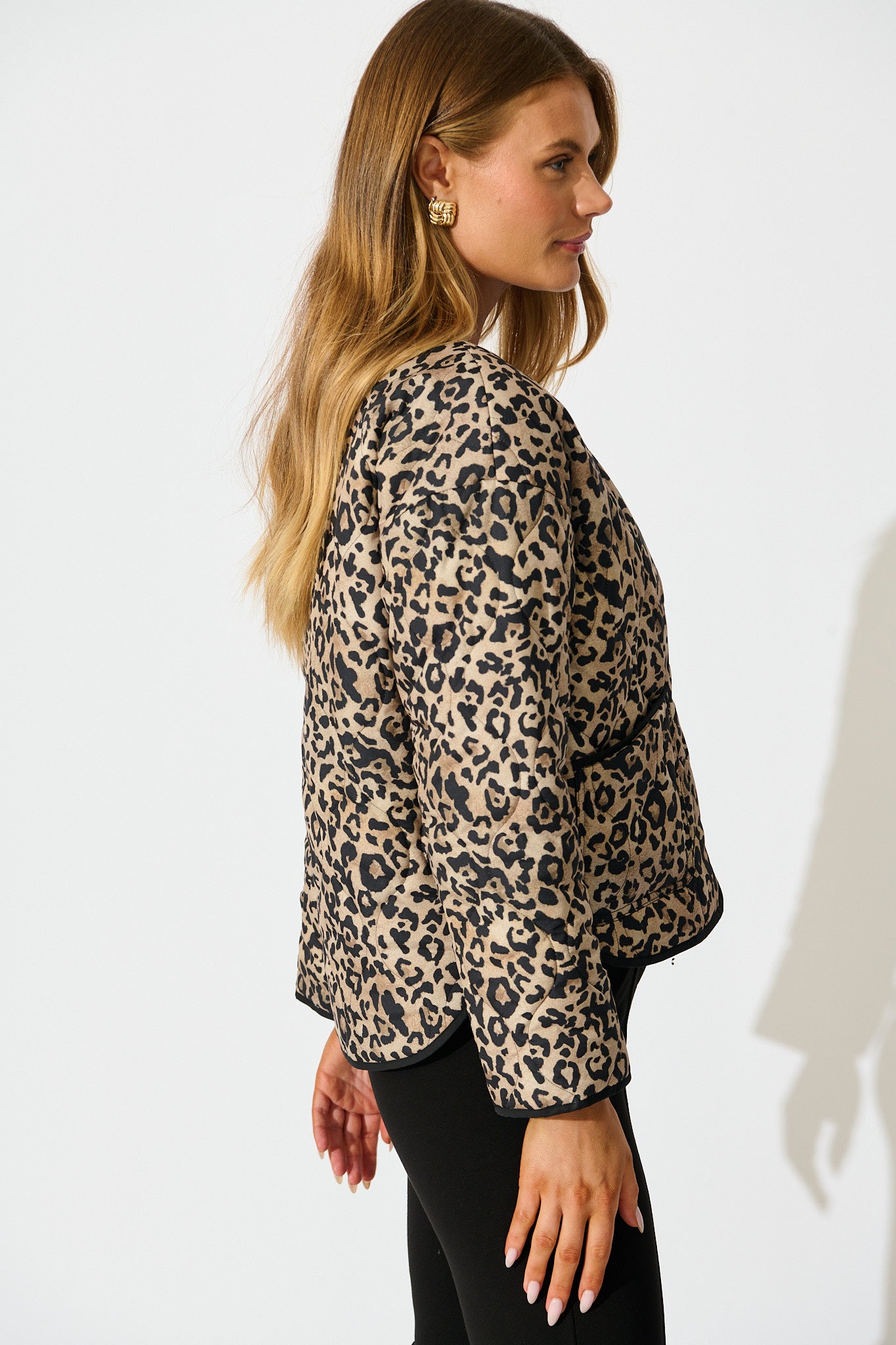 Mallorie Quilted Jacket in Leopard
