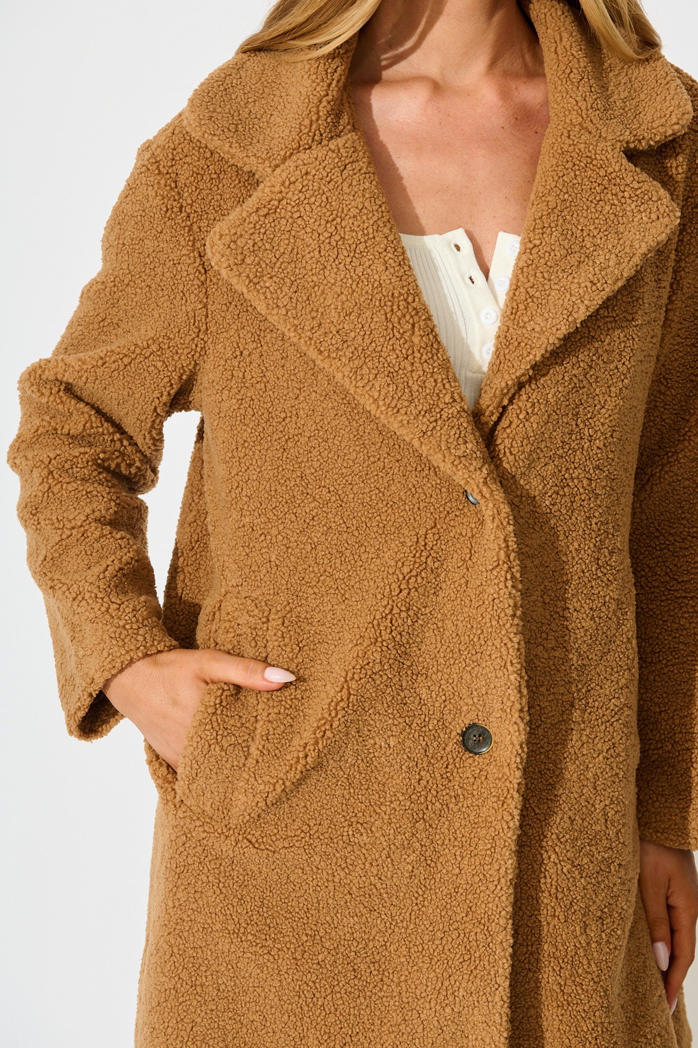 Lavish Teddy coat in Mocha