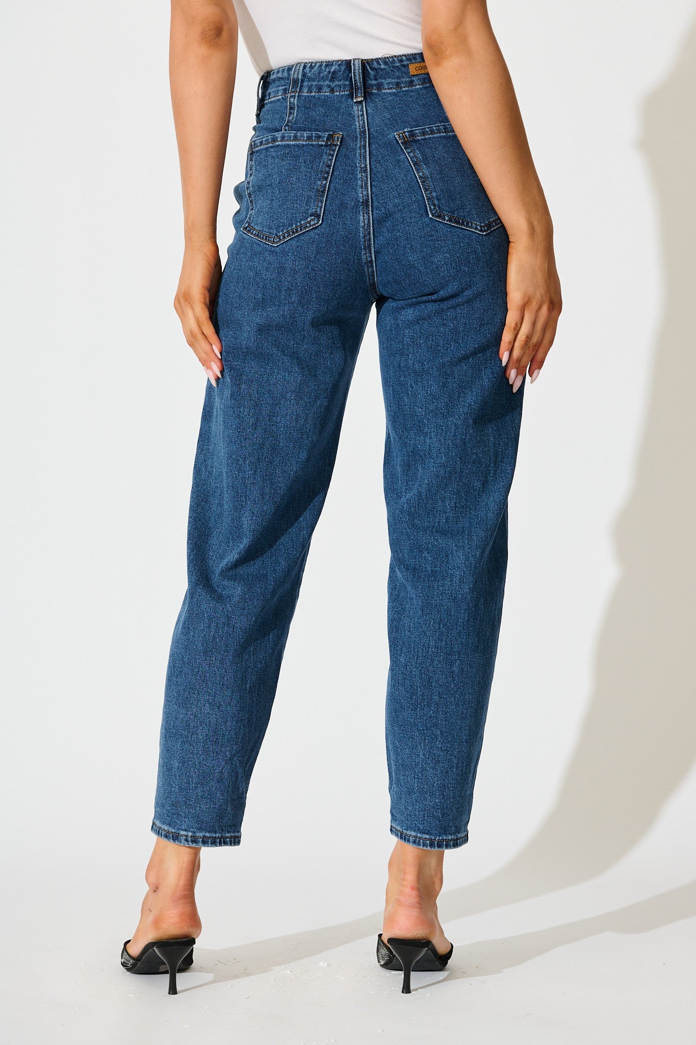 Rosalia High Rise Straight Leg Jean in Dark Blue Denim