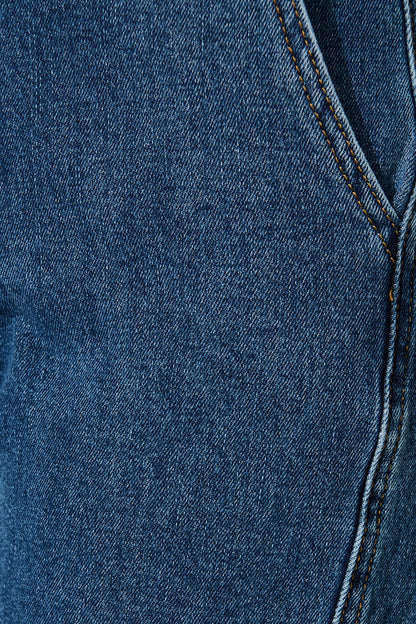 Rosalia High Rise Straight Leg Jean in Dark Blue Denim