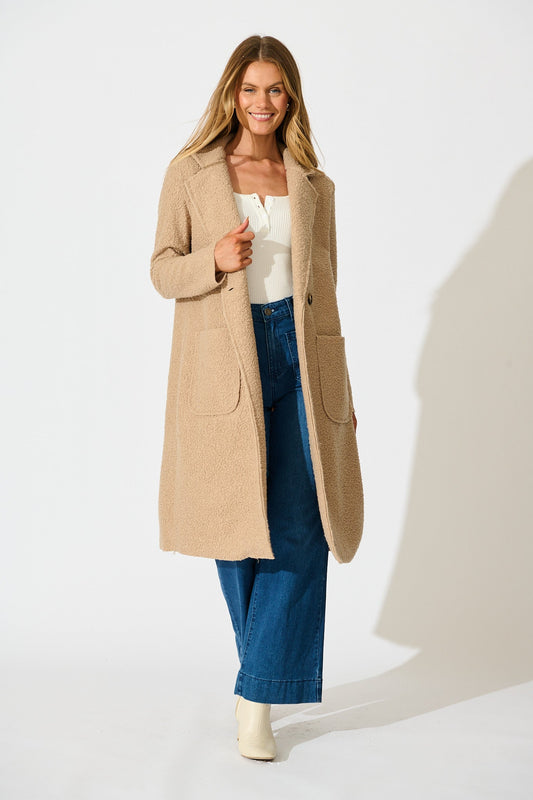 Wilma Coat in Camel Boucle