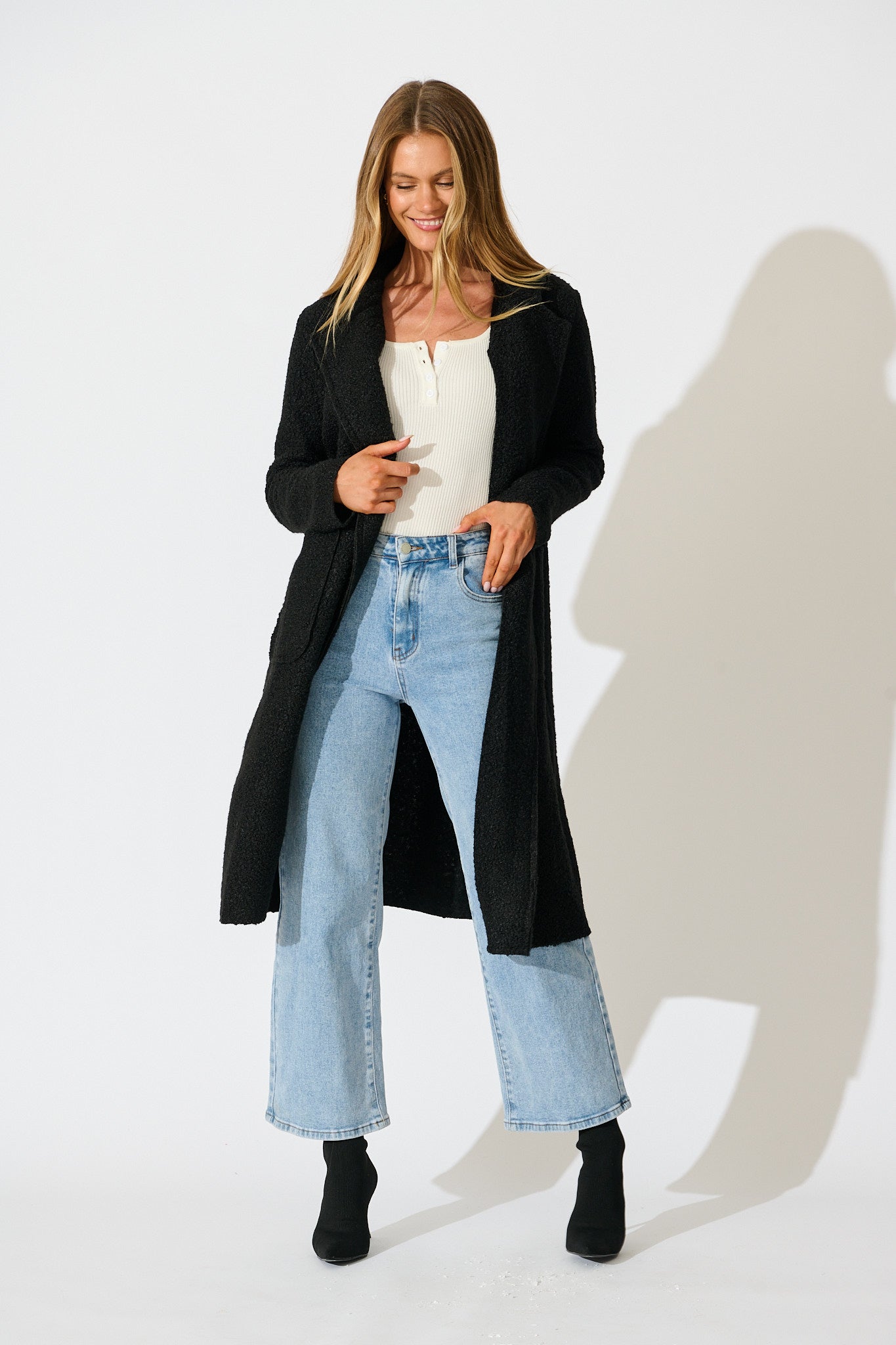 Wilma Coat in Black Boucle