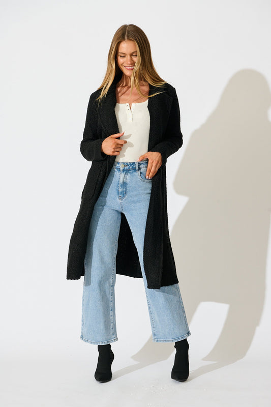 Wilma Coat in Black Boucle