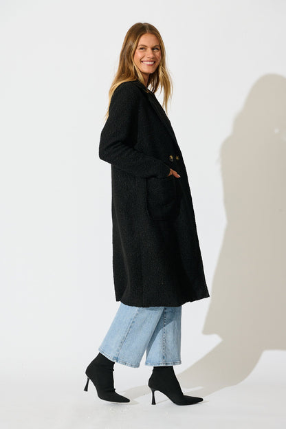 Wilma Coat in Black Boucle