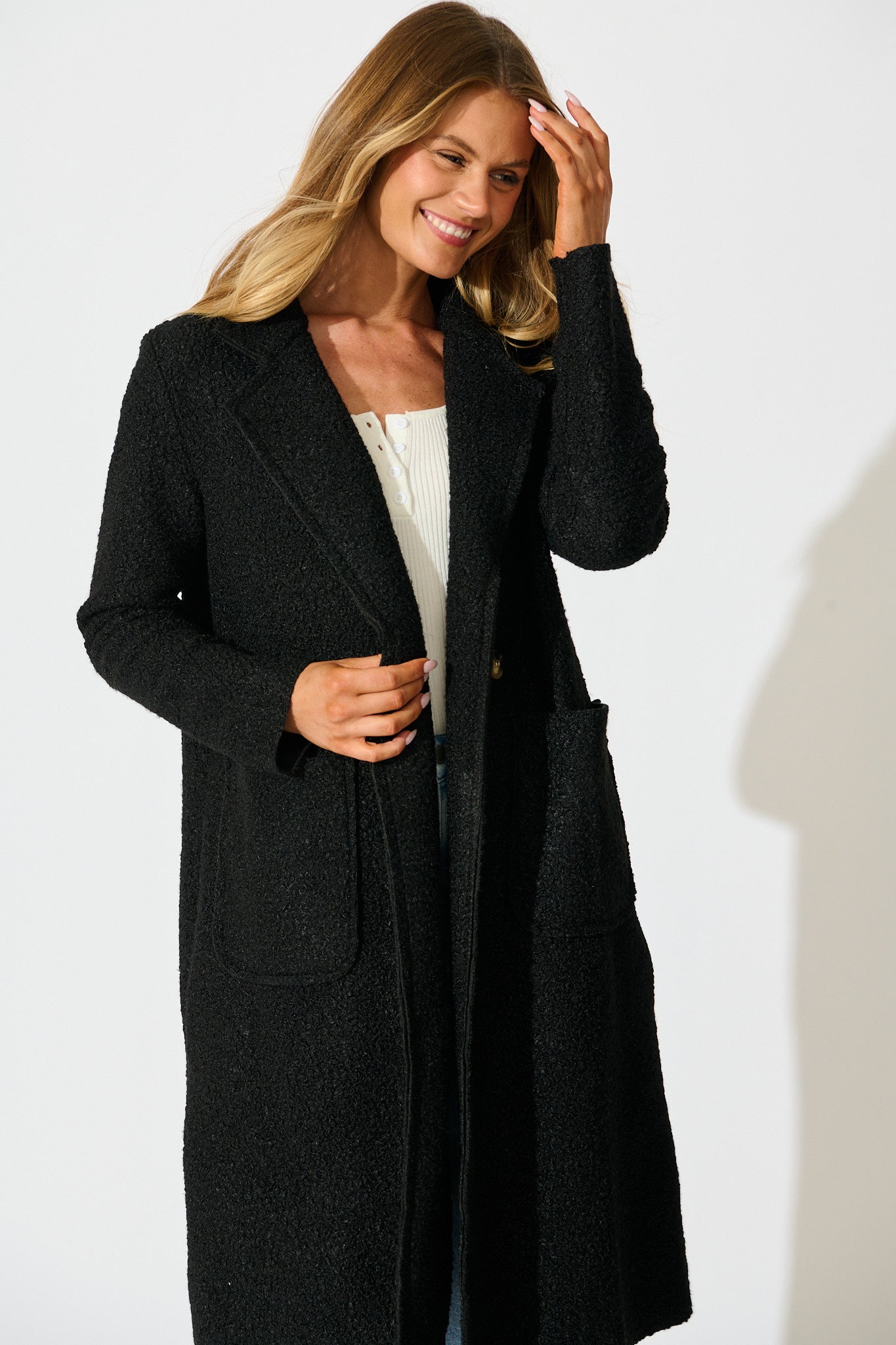 Wilma Coat in Black Boucle