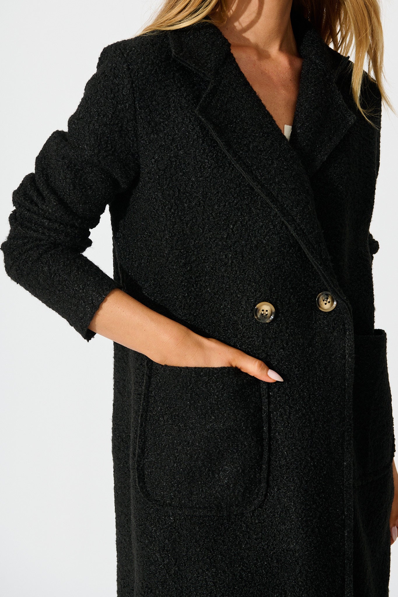 Wilma Coat in Black Boucle