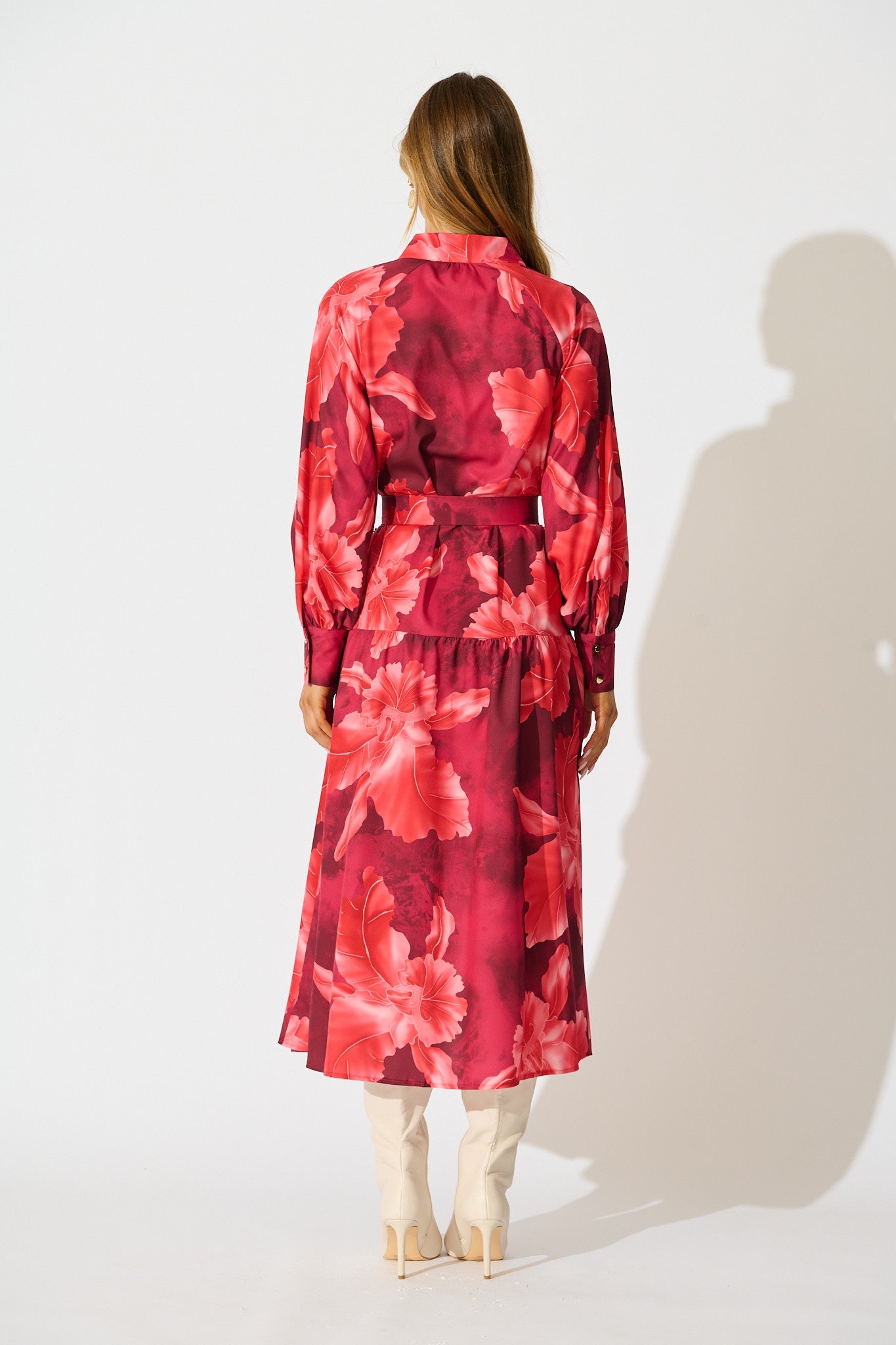 Revival Maxi Dress in Wine and Red Floral