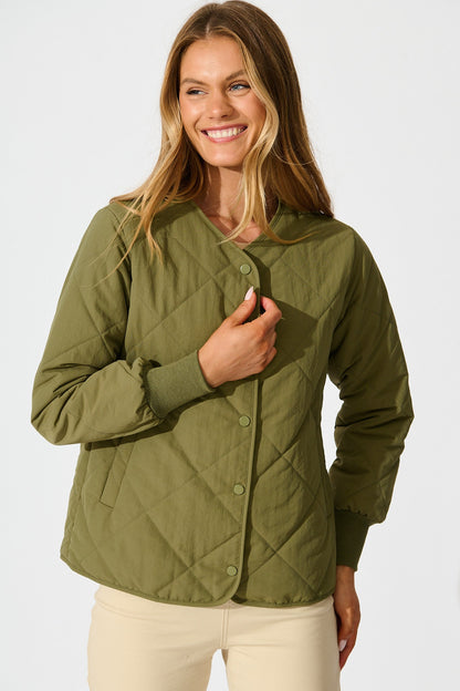 Most Wanted Quilted Jacket in Khaki