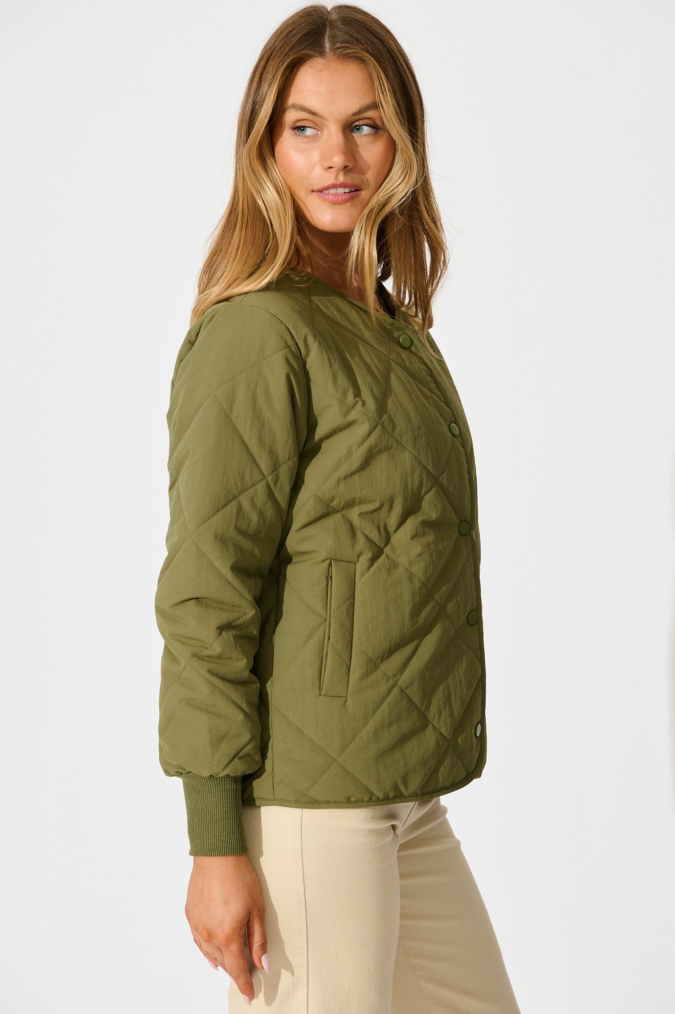 Most Wanted Quilted Jacket in Khaki