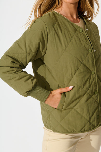 Most Wanted Quilted Jacket in Khaki