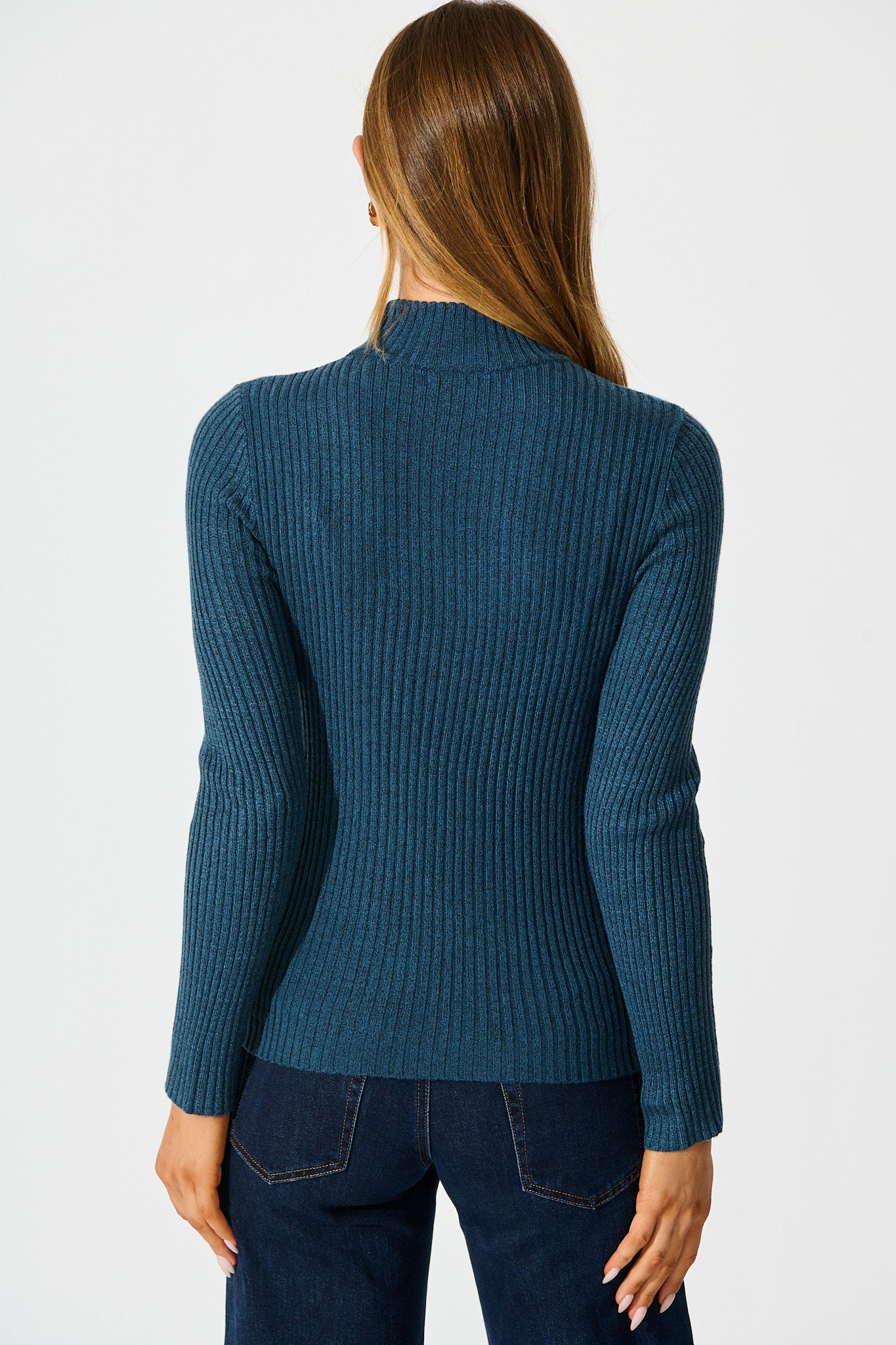 Heather Knit Top In Blue