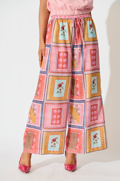 Wildflower Whisper Pant in Pink Multi Floral Tile Print