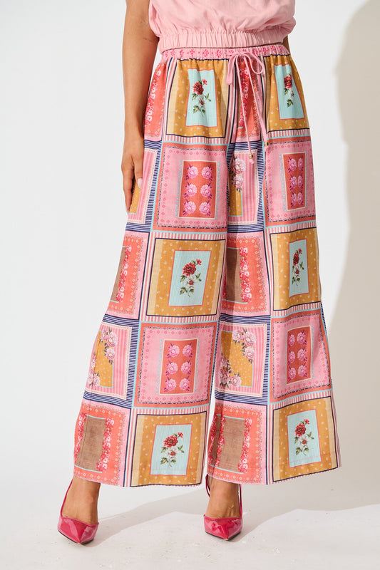 Wildflower Whisper Pant in Pink Multi Floral Tile Print