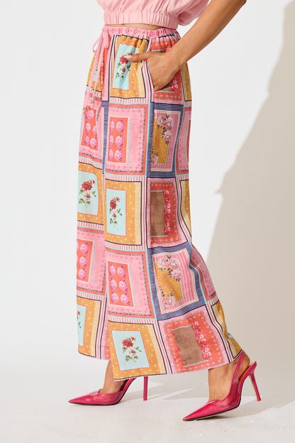 Wildflower Whisper Pant in Pink Multi Floral Tile Print