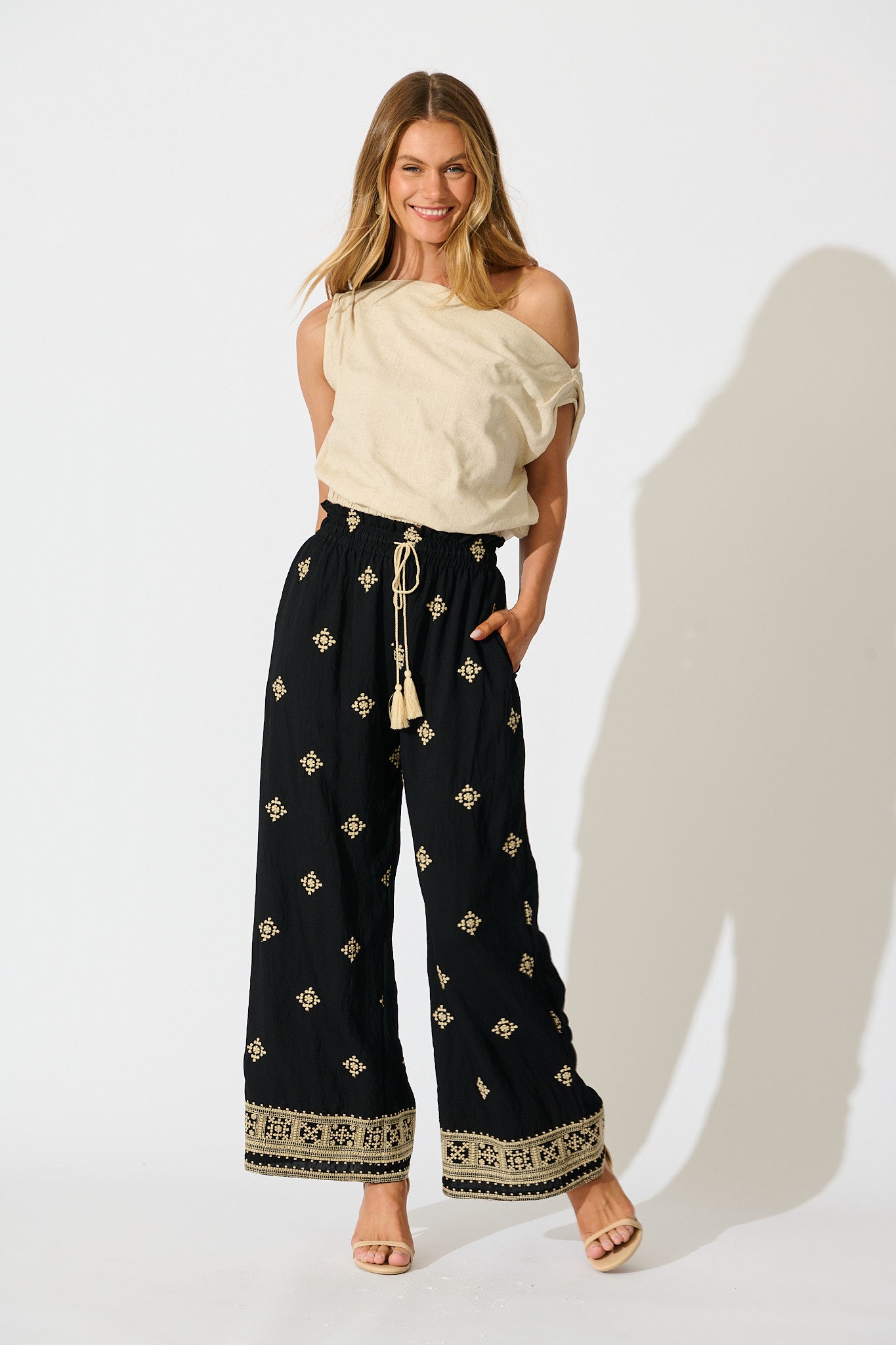 Katana Pant in Black Embroidery