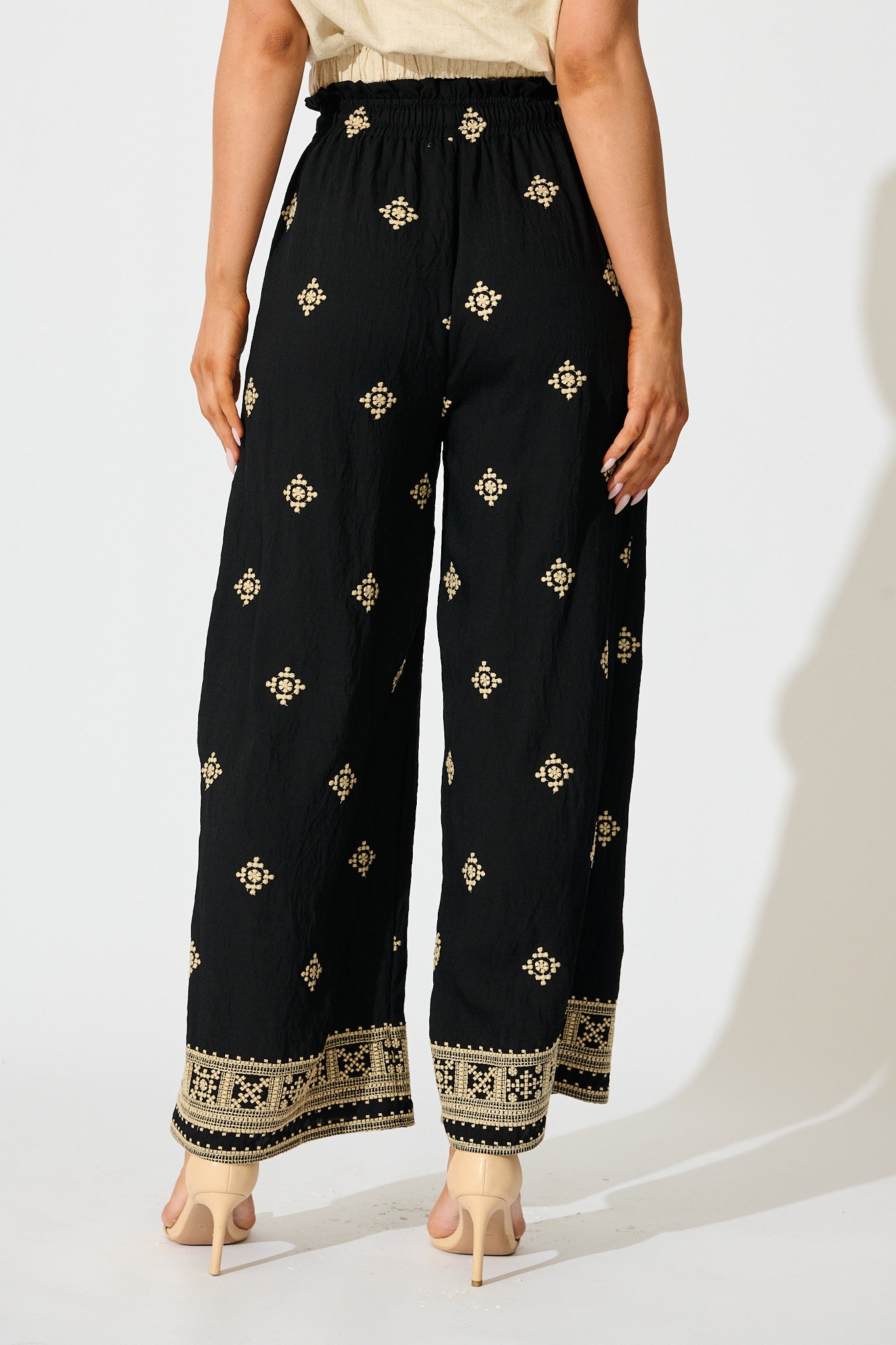 Katana Pant in Black Embroidery