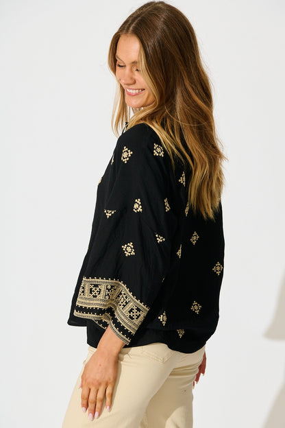 Sherrie Shirt in Black Embroidery