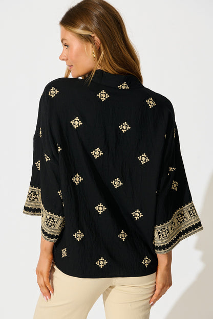 Sherrie Shirt in Black Embroidery