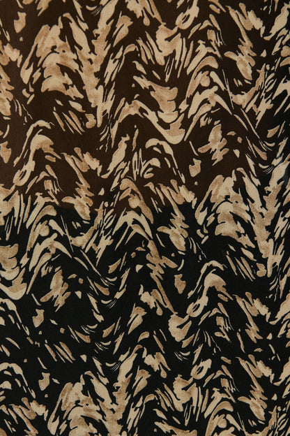 Veronica Top in Black with Cream Print Chiffon