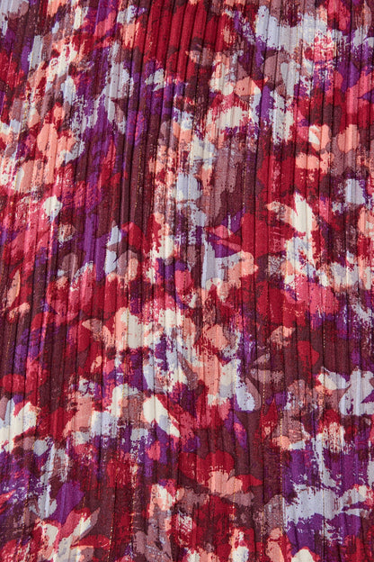 Bettina Top in Wine Floral Plisse