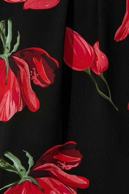 Yvette Top in Black with Red Floral