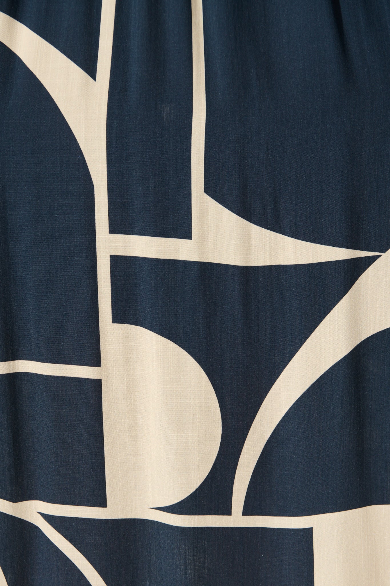 Marlee Midi Dress in Navy with Cream Geometric Linen Blend