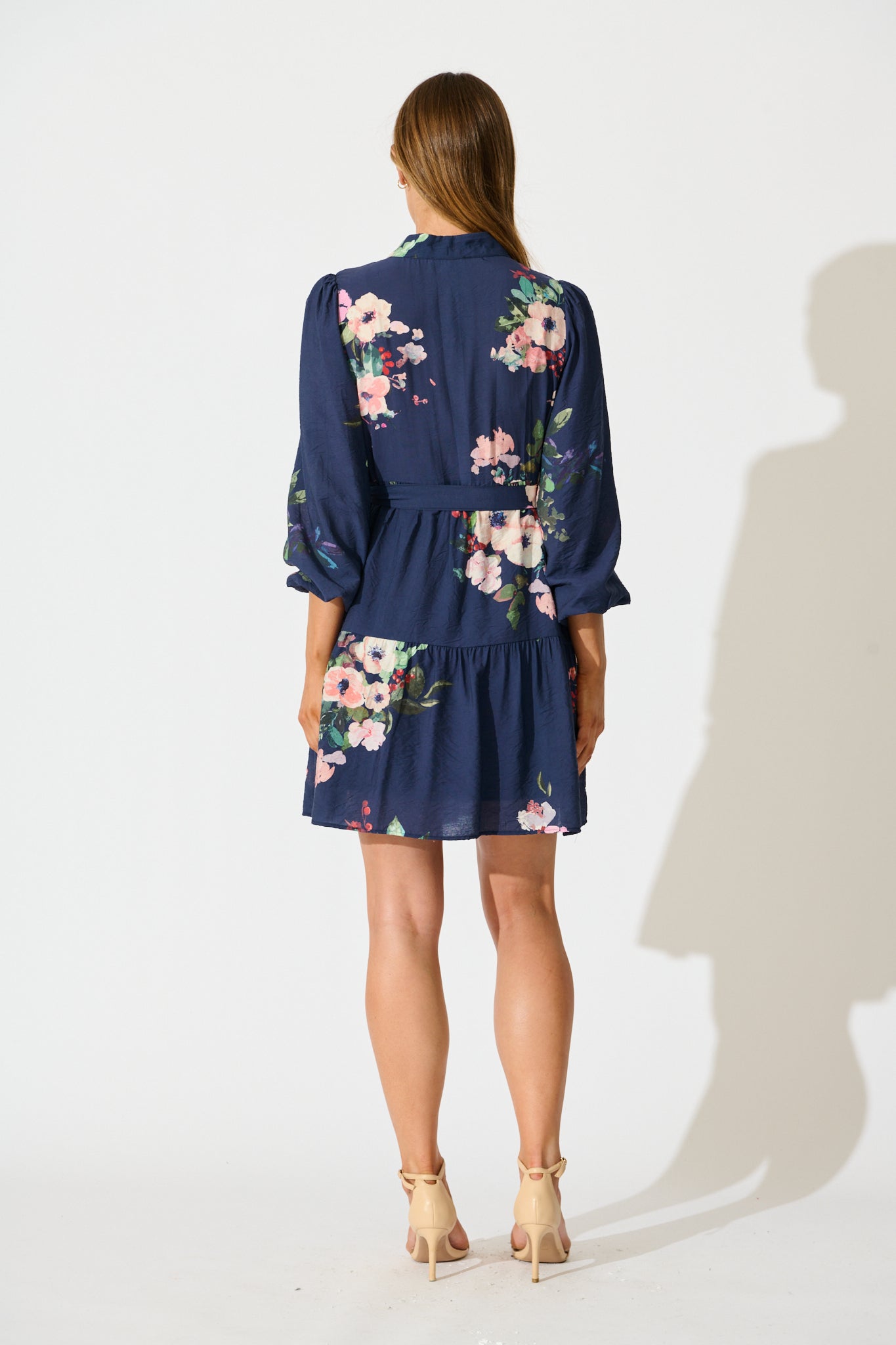 Mandy Dress in Navy with Pink Floral