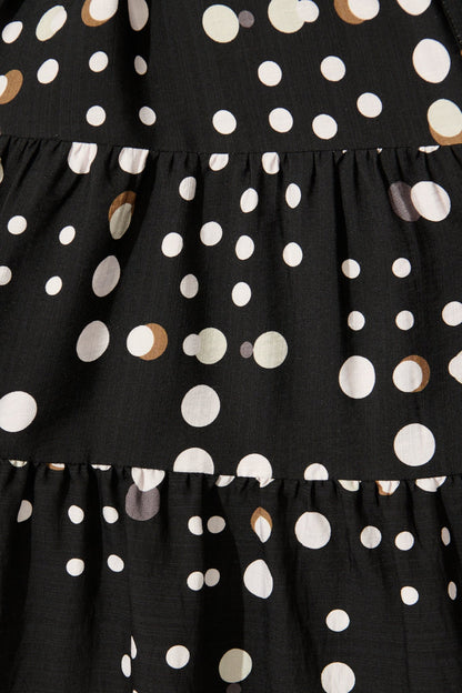 Geneva Dress in Black with White Spot