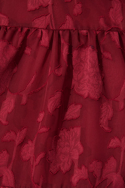 Twilight Midi Dress in Wine Floral Burnout Chiffon