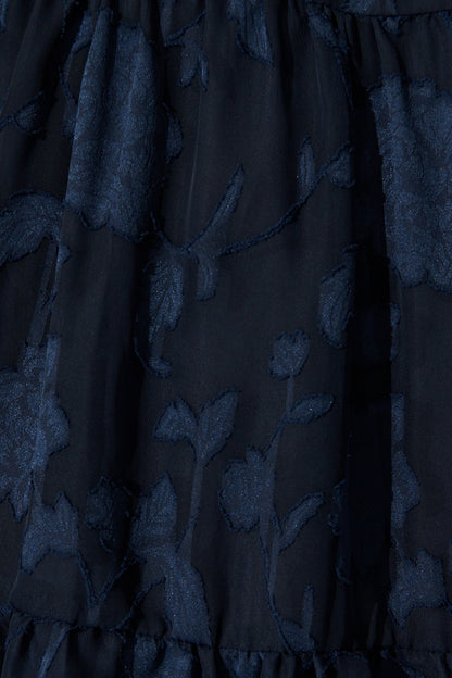 Twilight Midi Dress in Navy Floral Burnout Chiffon