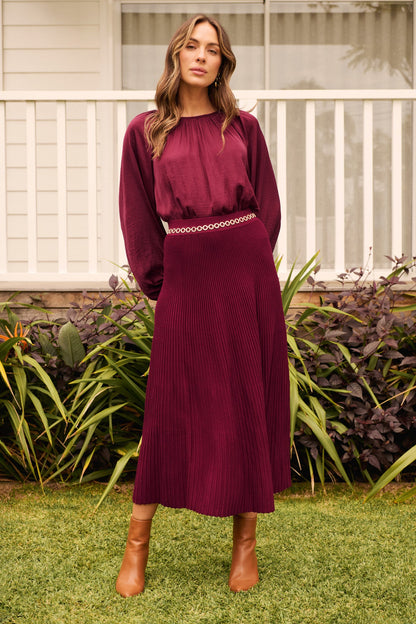 Marianna Top in Wine Satin
