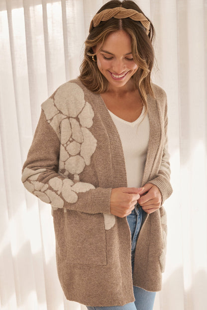 Pixie Knit Cardigan in Brown Floral Wool Blend