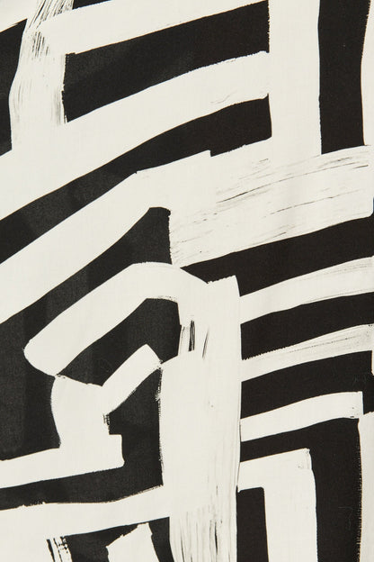 Neveena Maxi Dress in Black with White Geometric Print