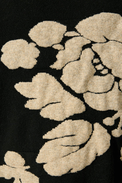 Pixie Knit Cardigan in Black Floral Wool Blend