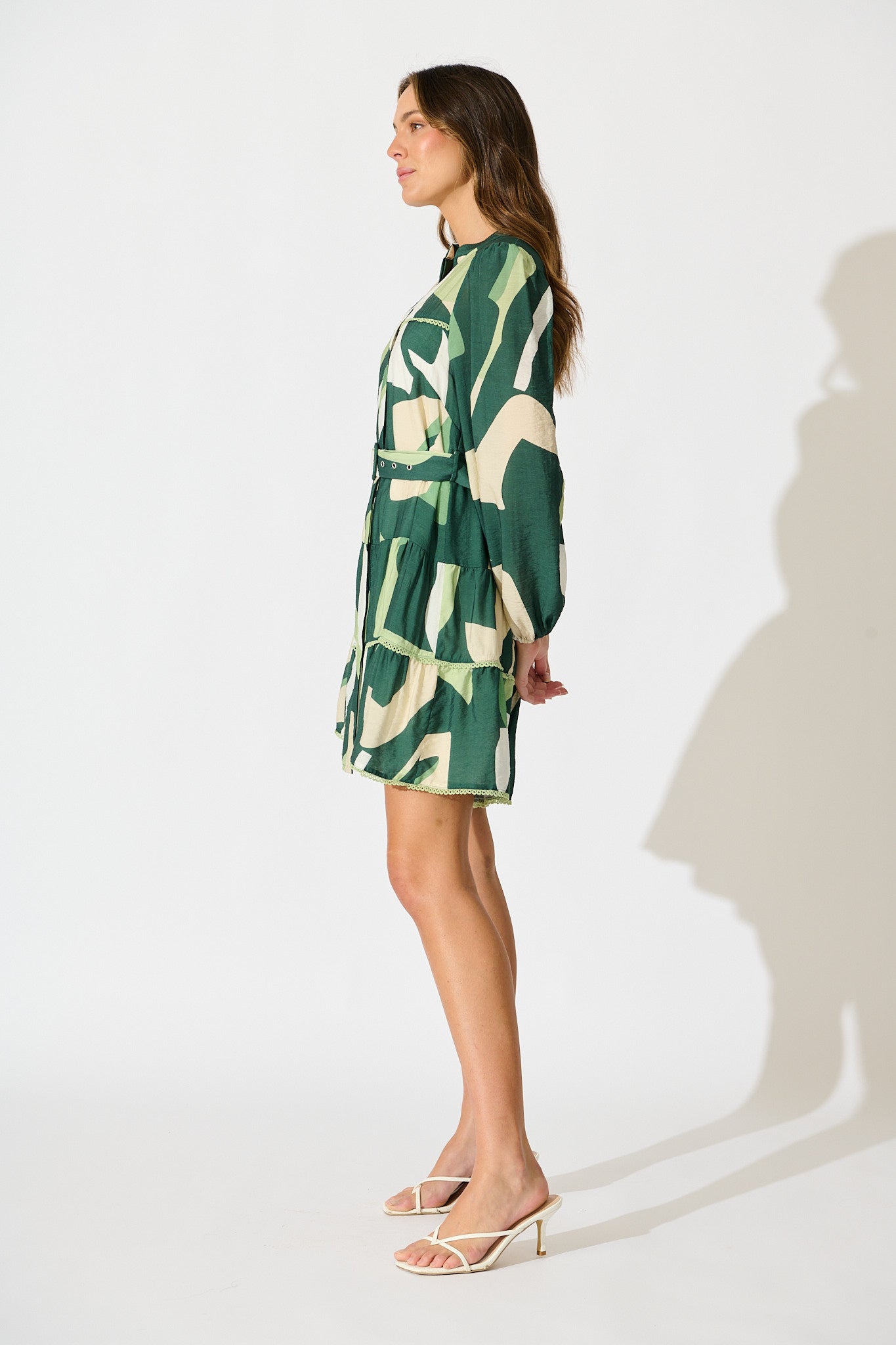 Colour Bound Dress in Green with Cream Print