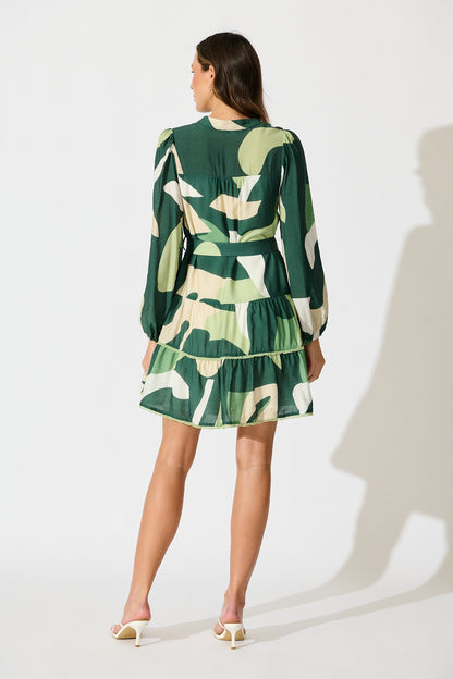 Colour Bound Dress in Green with Cream Print