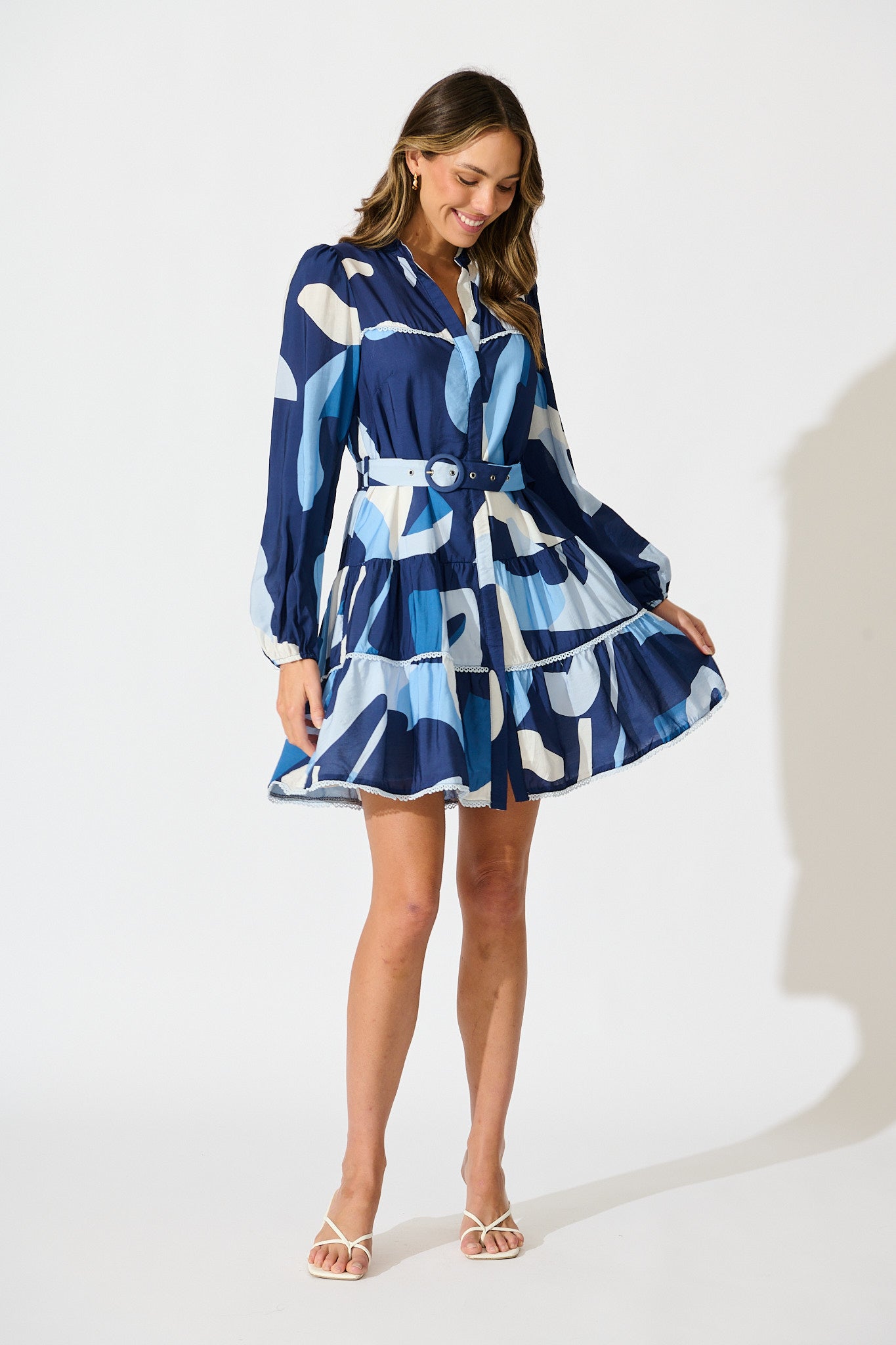 Colour Bound Dress in Navy with Blue Print