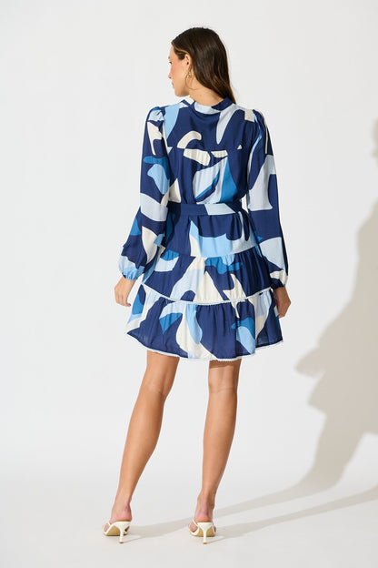Colour Bound Dress in Navy with Blue Print